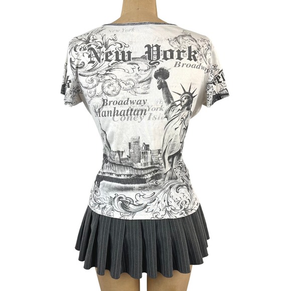 Vtg Y2K New York Hotel Graphic Tee Statue of Liberty Sz M 2000s Cyber Streetwear - Picture 5 of 7